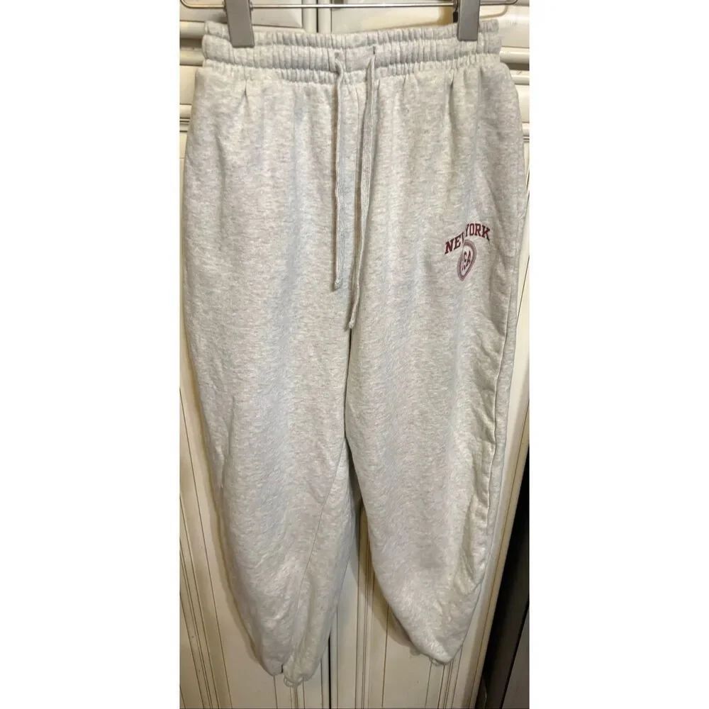 Zara Womens Drawstring Elastic Waist Jogger Sweatpants Light Heather Gray Medium
